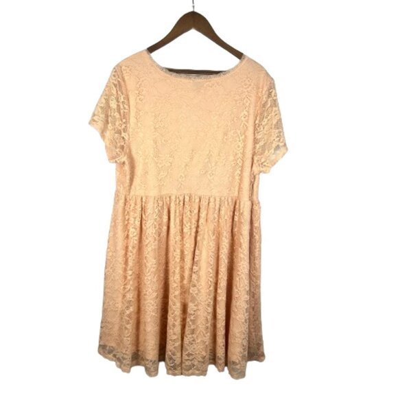 Torrid Womens Faux Wrap Lace Dress‎ Plus Size 3X Pink Feminine Floral Summer - Picture 7 of 8